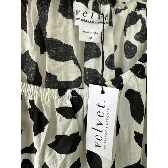 Velvet NWT Eliah Off Shoulder Tiered Tie Belt 100% Cotton Animal Print Dress M - Picture 7 of 9